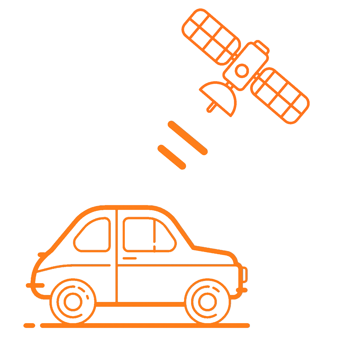 Car and satellite illustration